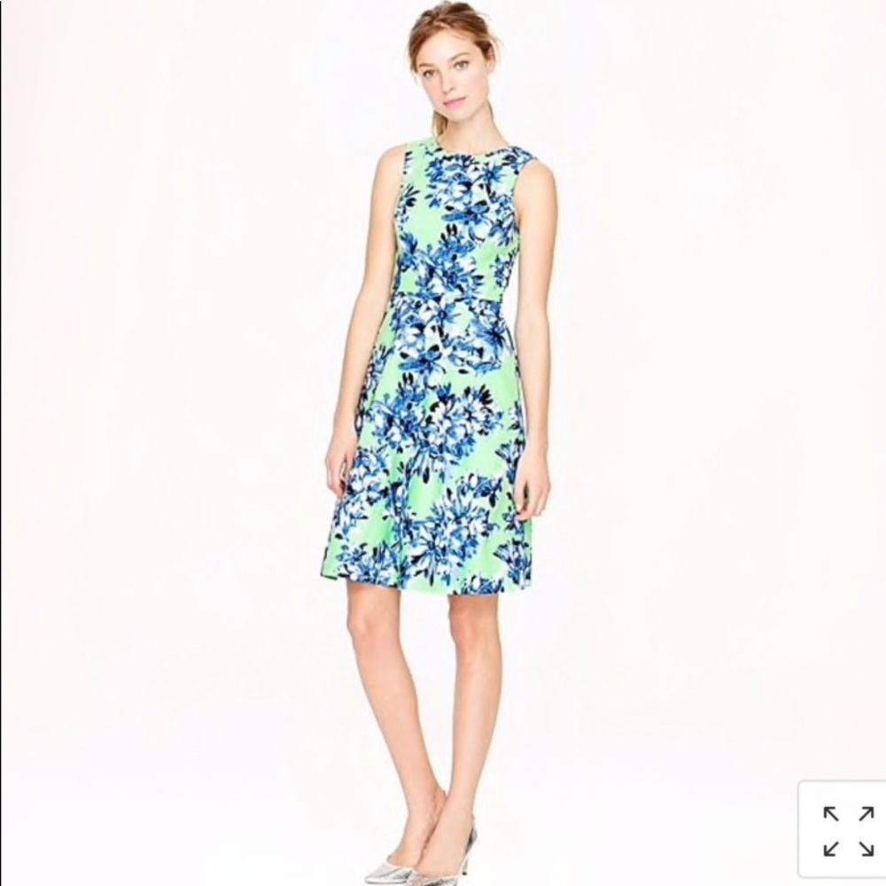J crew green floral dress